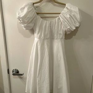Abercrombie Ruched Puff Sleeve Mini Dress White XST